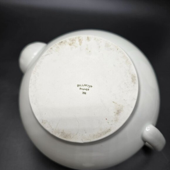 White Ceramic Teapot With Lid & Curved Handle Pillivuyt France DH1352 - Picture 8 of 9